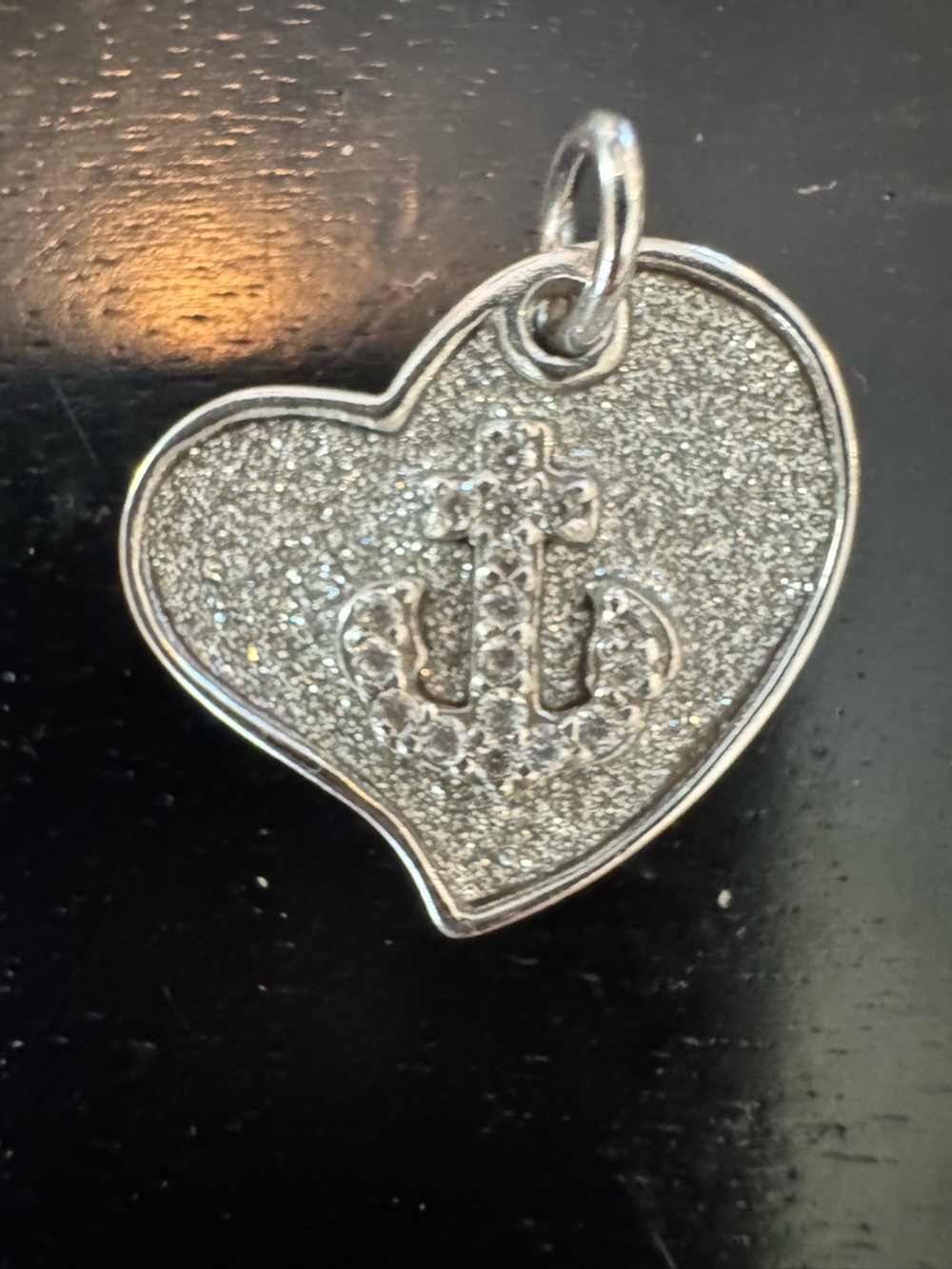 925 sterling Silver Heart Anchor Charm Pendant with moisonite new